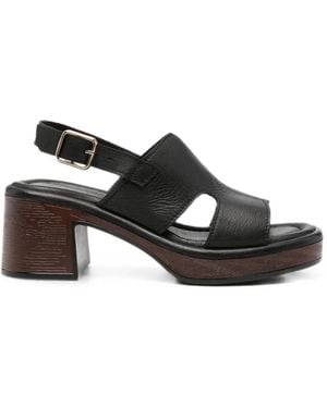 SERGIO MORETTI FIRENZE Buckle-Fastening Platform Sandals - Black