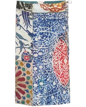 TALKING WALLS Patchwork-Print Midi Skirt - Blue