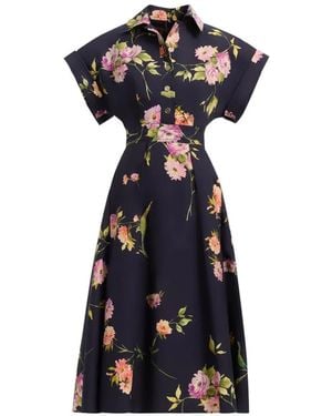 Elie Saab Floral-Print Cotton Midi Dress - Black