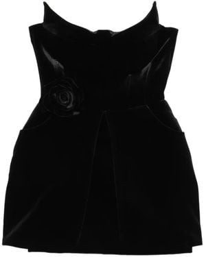 Adamaris Rose-Detail Strapless Mini Dress - Black