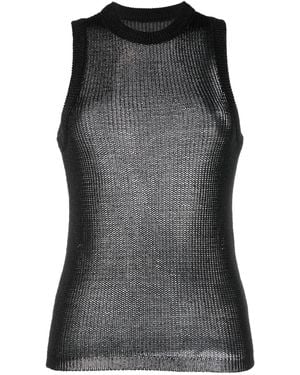 Low Classic Semi-Sheer Sleeveless Top - Black