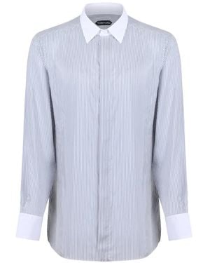 Tom Ford Camicia Gessata - Blu