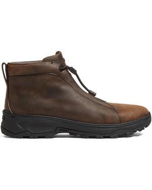 ZEGNA Triple Stitch Vetta Leather Boots - Brown