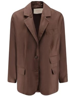 Co.Go Loose-Fit Silk Blazer - Brown