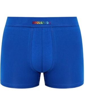 DSquared² Logo-Embroidered Boxers - Blue