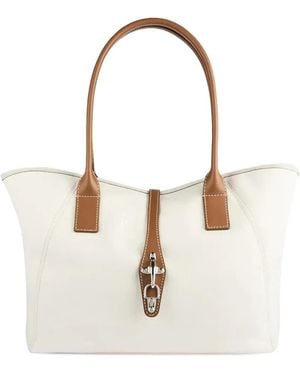 Fay Leather-Trim Tote Bag - White
