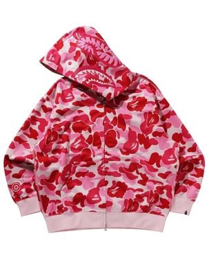 A Bathing Ape Felpa Big Abc Camo Con Cappuccio E Testa Di Squalo - Rosso