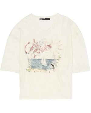 Bimba Y Lola Cala Logo-Print V-Neck T-Shirt - White