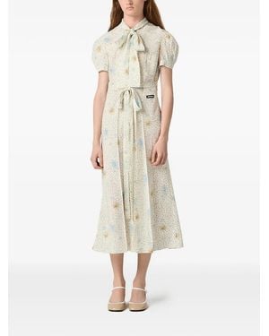 Miu Miu Long Crêpe De Chine Dress - White