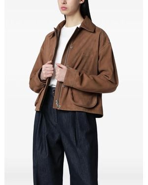 Halfboy Cropped Leather Parka - Brown