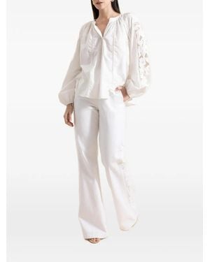 DMN Paris Jean Vinnie À Bords En Dentelle - White