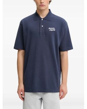 Maison Kitsuné Embroidered-Logo Polo Shirt - Blue