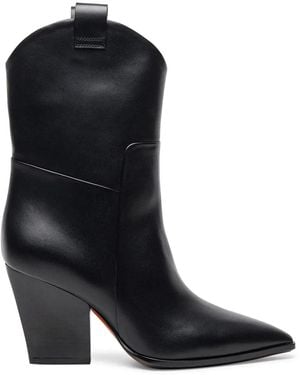 Santoni Leather Boots - Black