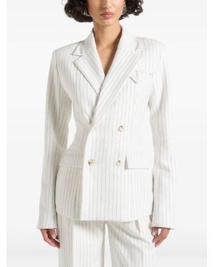 Manière De Voir Maia Pinstripe Double-Breasted Blazer - White