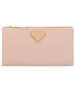 Prada Logo Plaque Wallet - Pink