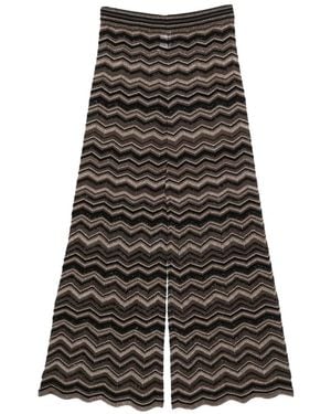 D.exterior Chevron-Knit Wide-Leg Trousers - Black