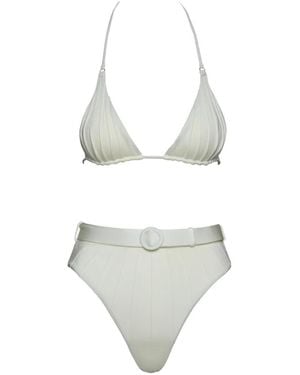 Noire Swimwear Bikini À Taille Ceinturée - White
