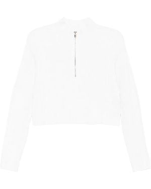 Maje Maglione Con Zip - Bianco