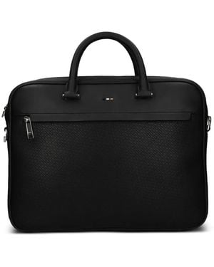 BOSS Monogram-Patterned Briefcase - Black