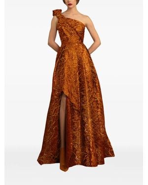Gemy Maalouf One-Shoulder Draped Maxi Dress - Brown