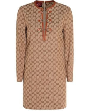【GUCCI】ツイードミニドレス Retro tweed mini dress with Interlocking G in Blue Ready-to