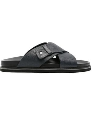 JOHN HARRISON Crossover-Strap Leather Sandals - Black