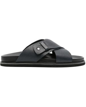 JOHN HARRISON Crossover-Strap Leather Sandals - Black