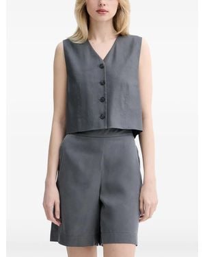 Marc O' Polo V-Neck Cropped Waistcoat - Grey