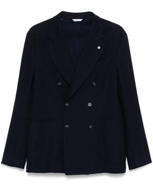 Manuel Ritz Double-Breasted Blazer - Blue