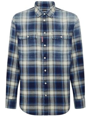 DSquared² Plaid Button-Front Shirt - Blue