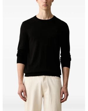 Trussardi Logo-Embroidered Crew-Neck Sweater - Black