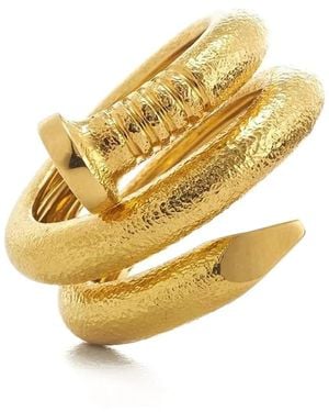 David Webb 18K Geelgouden Hammered Nail Ring - Metallic