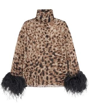 16Arlington Haut Olyss À Imprimé Animalier Bordé De Plumes - Brown