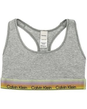 Calvin Klein Logo-Band Racerback Bralette - Gray