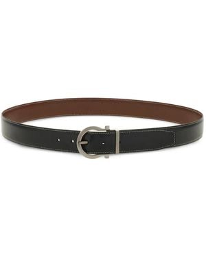 Ferragamo Cinturón Gancini reversible y ajustable - Blanco