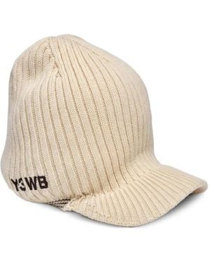 Y-3 Wales Bonner Gerippte Beanie Mit Schirm - Natur