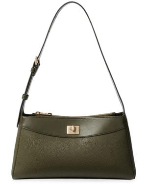 Calvin Klein Grainy-Texture Twist-Lock Shoulder Bag - Green
