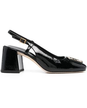 Tory Burch 70Mm Logo-Plaque Sling-Back Court Shoes - Black