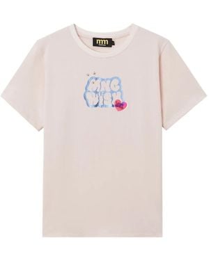 Mini Cream Graphic-Print T-Shirt - Pink