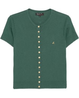 agnès b. Logo-Embroidered Top - Green