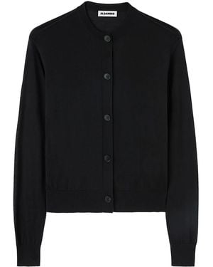 Jil Sander Fine-Knit Crew-Neck Cardigan - Black