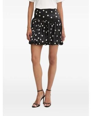 Morgan Polka-Dot Bubble-Hem Mini Skirt - Black