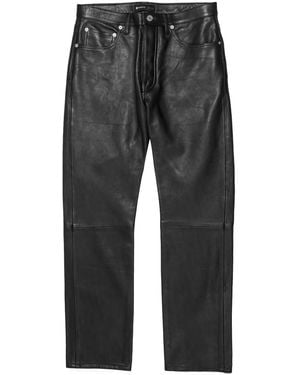 Purple Brand Leather Straight-Leg Trousers - Grey