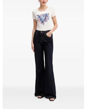Guess Floral-Print Studded T-Shirt - White