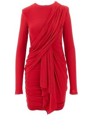 Isabel Marant Draped Long-Sleeve Mini Dress - Red