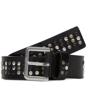 KARL LAGERFELD Stud-Embellished Leather Belt - Black