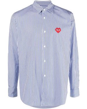COMME DES GARÇONS PLAY Invader Edition Striped Red Heart Shirt - Blue