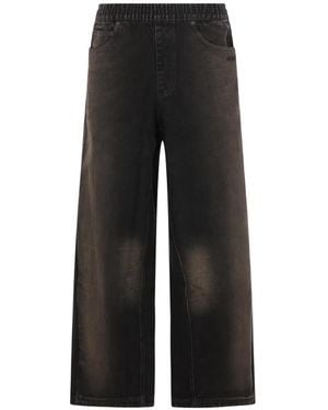 adidas X Avavav Elasticated-Waist Faded-Wash Jeans - Black