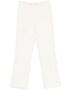 Elisabetta Franchi Cropped Logo-Plaque Trousers - White