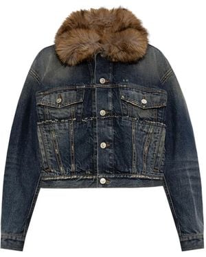 Balenciaga Chaqueta Vaquera Con Cuello - Azul